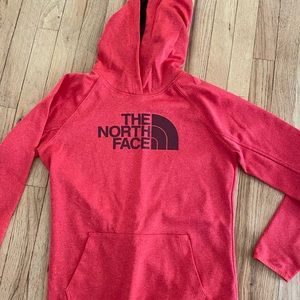 North Face fleece hoodie, red, M